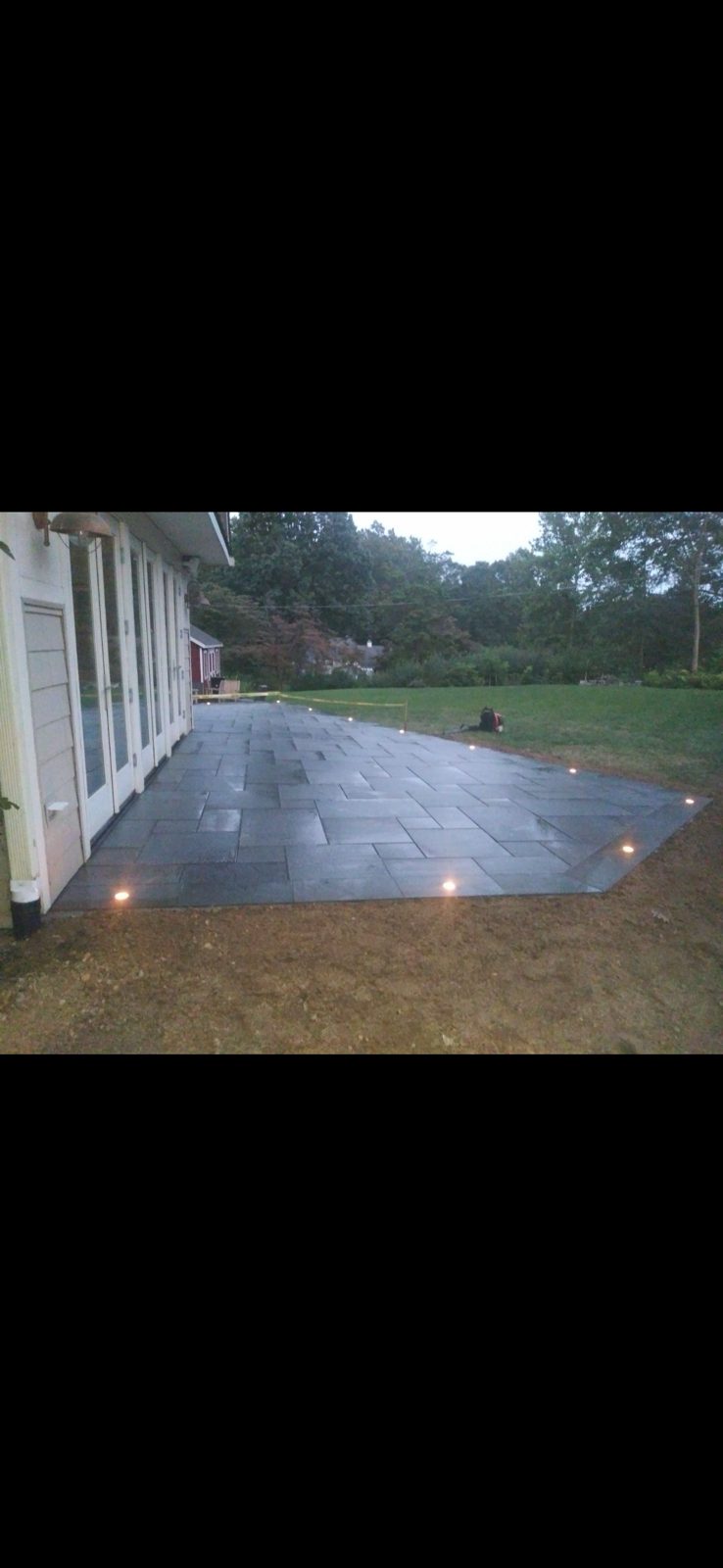 Bluestone patio with landscape lighting