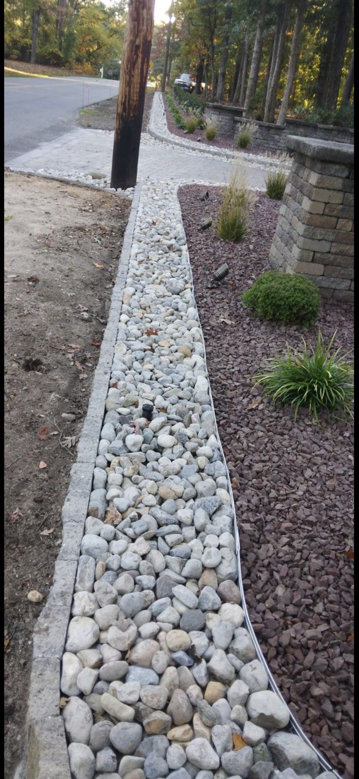 River-rock drainage channel