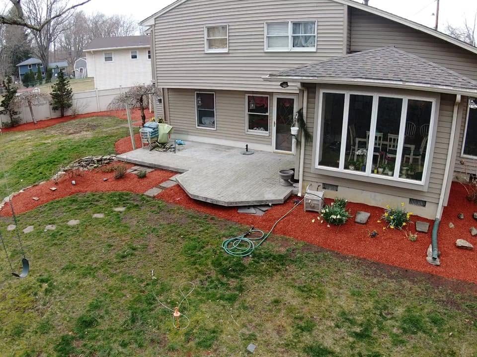 Aerial: red mulch property