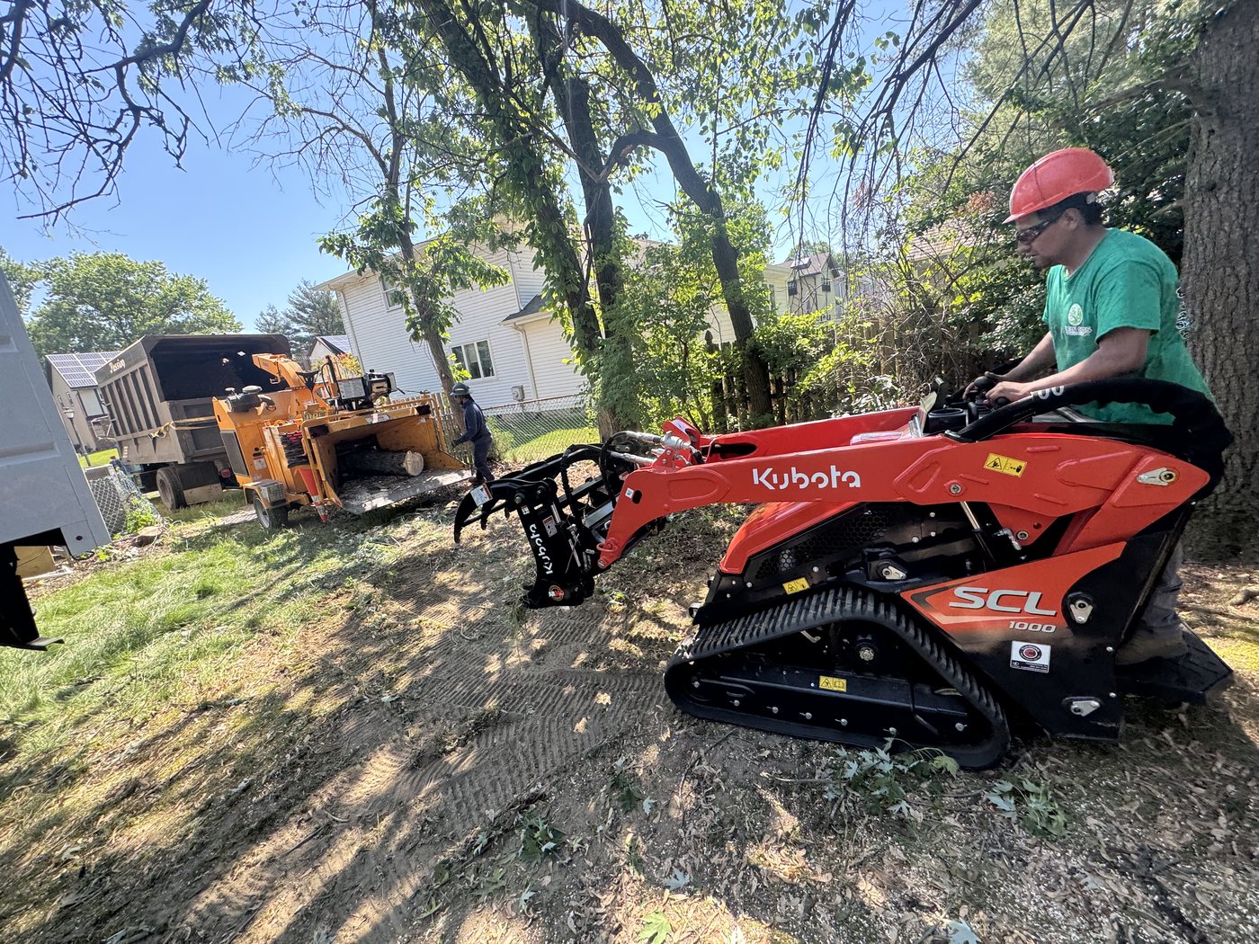 Grapple loader clearing limbs