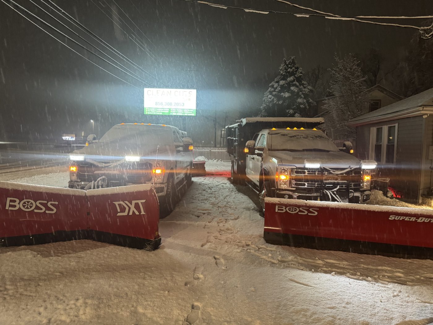 Snow plowing during a storm